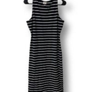Women's A New Day White & Black Dress Sleeveless Striped Cotton Spandex Size M